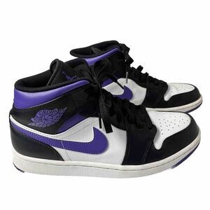 Nike Air Jordan 1 Mid Sneakers Men’s 9 Dark Iris Black White Shoes 554724-095